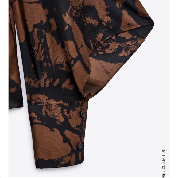 ZARA PRINTED BLOUSE WITH BOW - Picture 6 of 10